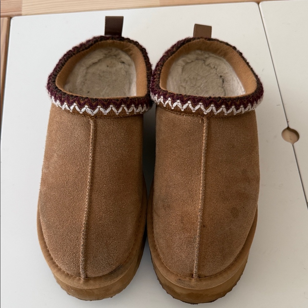 Cozy Tan Suede Slippers